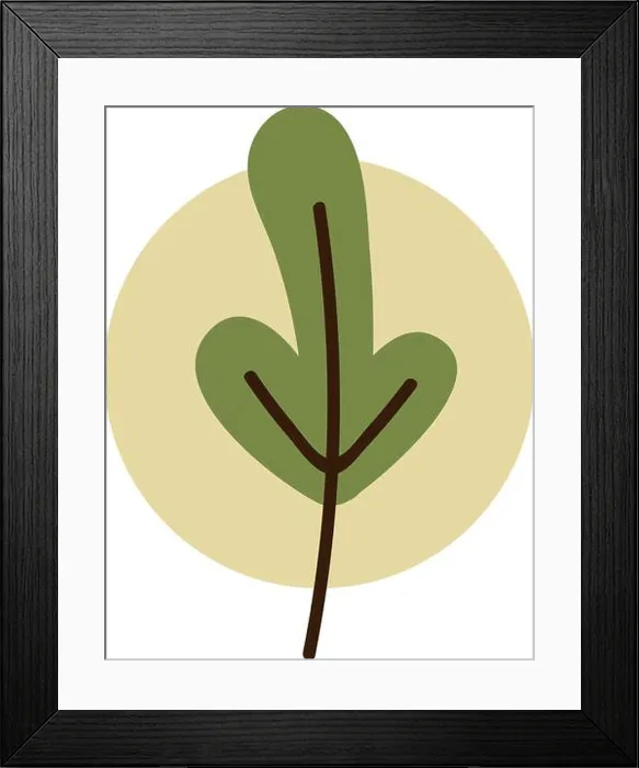 Framed Print : Three tiny green leafs, illustration, on a white background Framed Print : Three tiny green leafs, illustration, on a white background