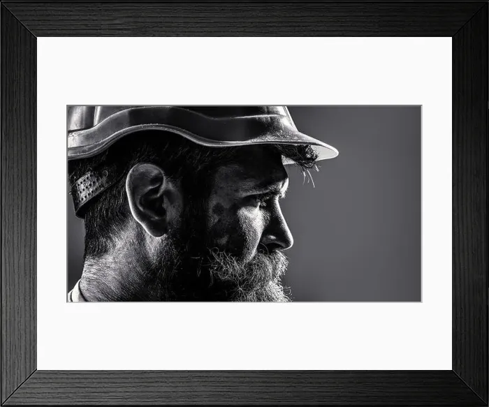 Framed Print : Worker in hardhat. Portrait mechanical worker Framed Print : Worker in hardhat. Portrait mechanical worker