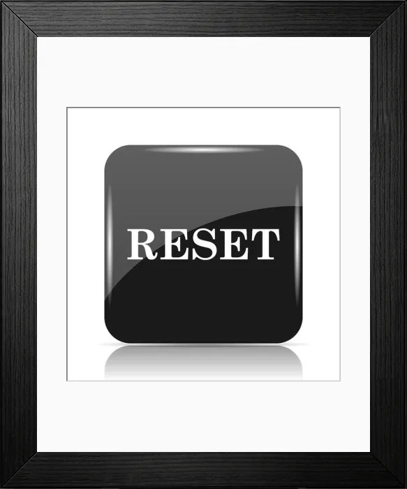 Framed Print : Reset icon. Internet button on white background Framed Print : Reset icon. Internet button on white background