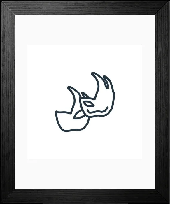 Framed Print : Two carnival masks outline vector icon