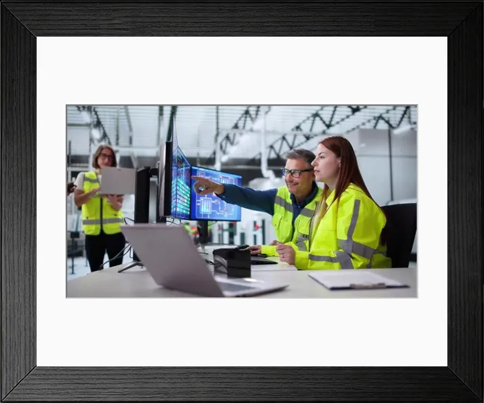Framed Print : Young African American Engineer Using SCADA System At Industrial Plant