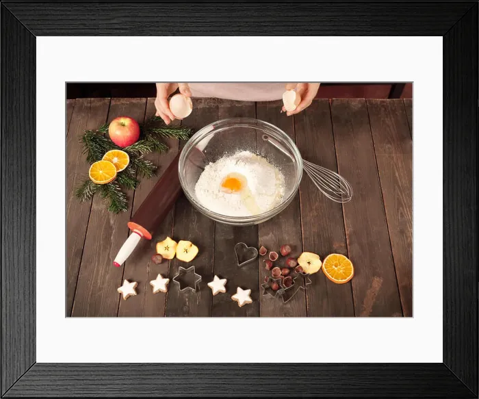 Framed Print : dough for biscuits is made with eggs and flour in a bowl Framed Print : dough for biscuits is made with eggs and flour in a bowl