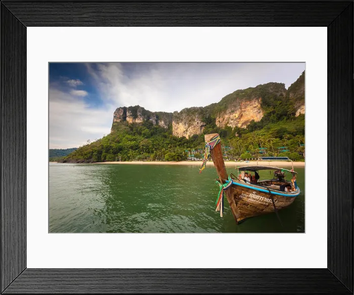 Framed Print : Long Tail Boat moored off Pai Plong Beach, Ao Nang, Krabi Province, Thailand, Southeast Asia Framed Print : Long Tail Boat moored off Pai Plong Beach, Ao Nang, Krabi Province, Thailand, Southeast Asia