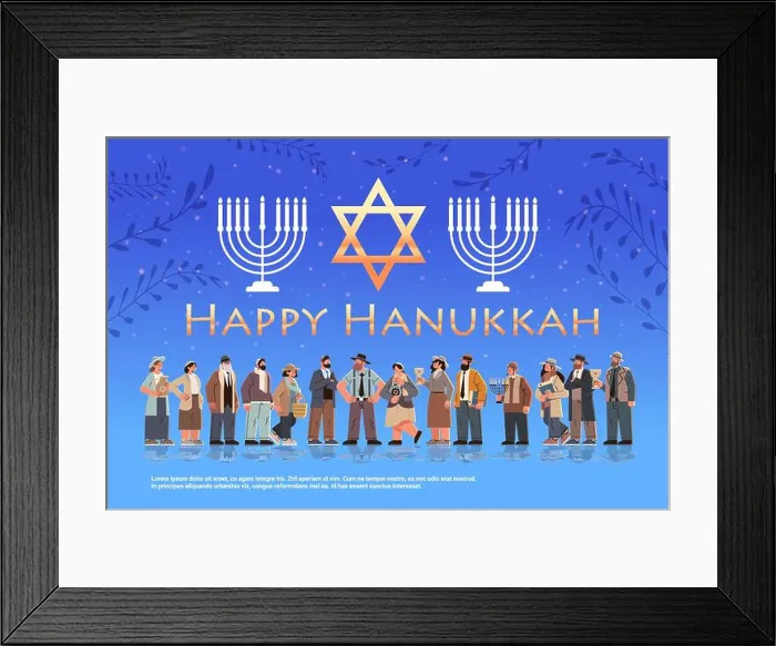 Framed Print : jewish men women in traditional clothes different israel people standing together happy hanukkah judaism religious Framed Print : jewish men women in traditional clothes different israel people standing together happy hanukkah judaism religious