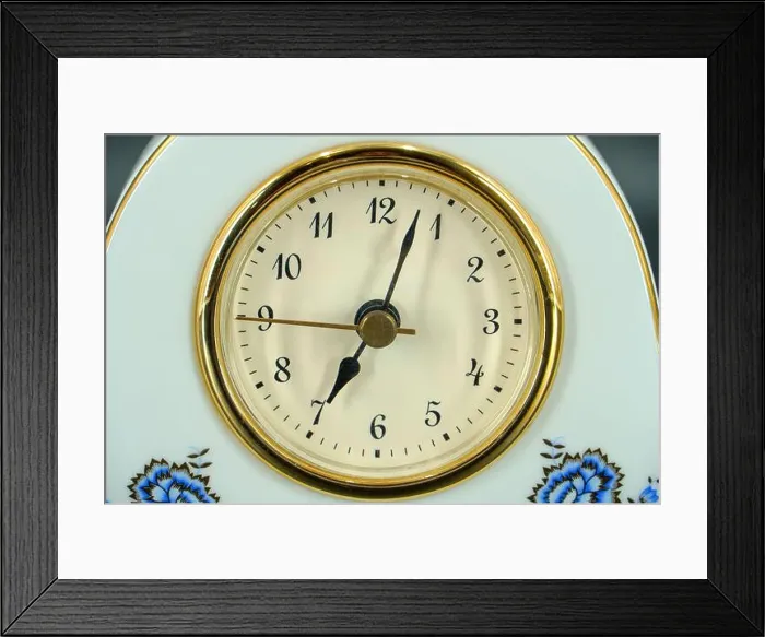 Framed Print : Analog alarm clock on table in bedroom. Time of day Framed Print : Analog alarm clock on table in bedroom. Time of day