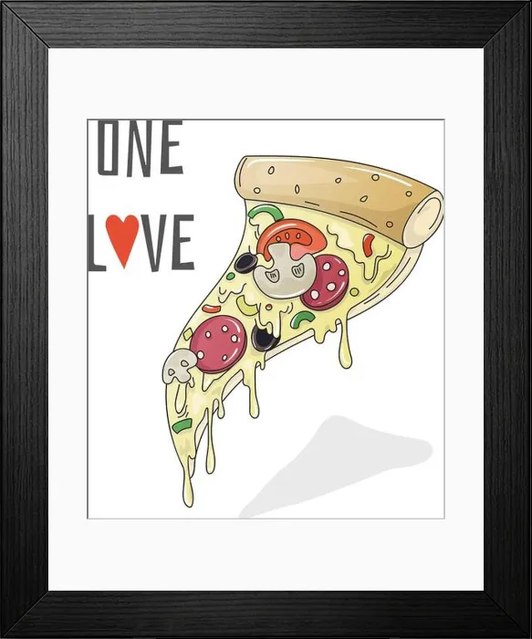 Framed Print : Cartoon hand-drawn pizza slice with salami Framed Print : Cartoon hand-drawn pizza slice with salami