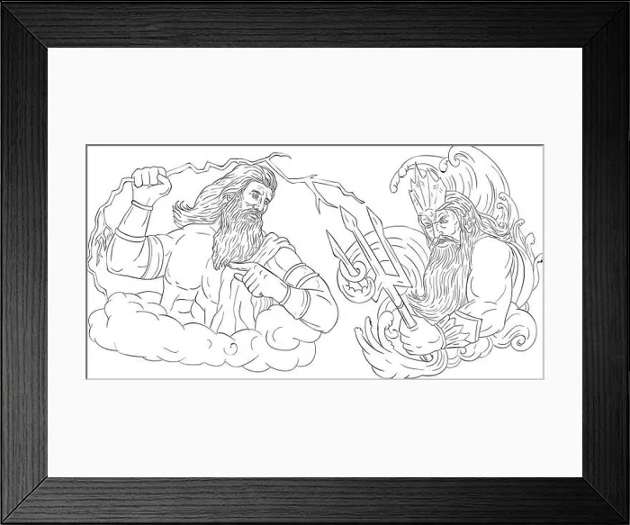 Framed Print : Drawing sketch style illustration of Zeus Framed Print : Drawing sketch style illustration of Zeus