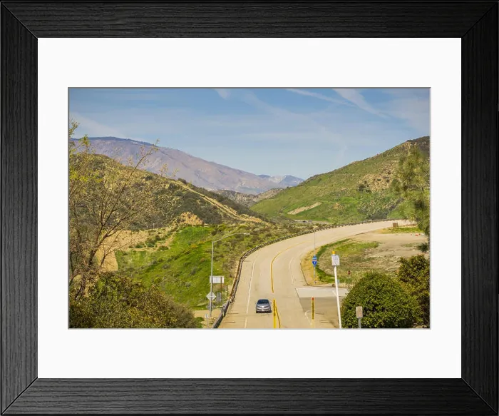 Framed Print : Road leading to Pyramid Lake as seen from Vista del Lago rest area on I5, Los Angeles County, California Framed Print : Road leading to Pyramid Lake as seen from Vista del Lago rest area on I5, Los Angeles County, California