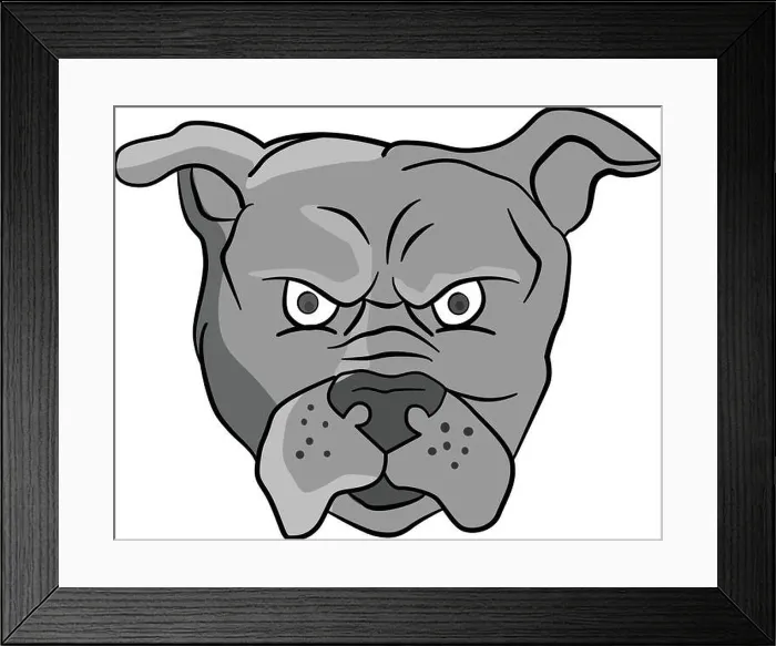 Framed Print : Angry Bulldog Head Cartoon Framed Print : Angry Bulldog Head Cartoon