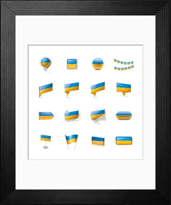 Framed Print : Ukraine flag, vector illustration on a white background Framed Print : Ukraine flag, vector illustration on a white background