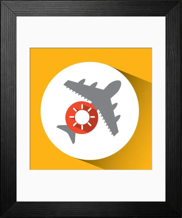 Framed Print : plane travel. weather forecast sun icon vector illustration eps 10