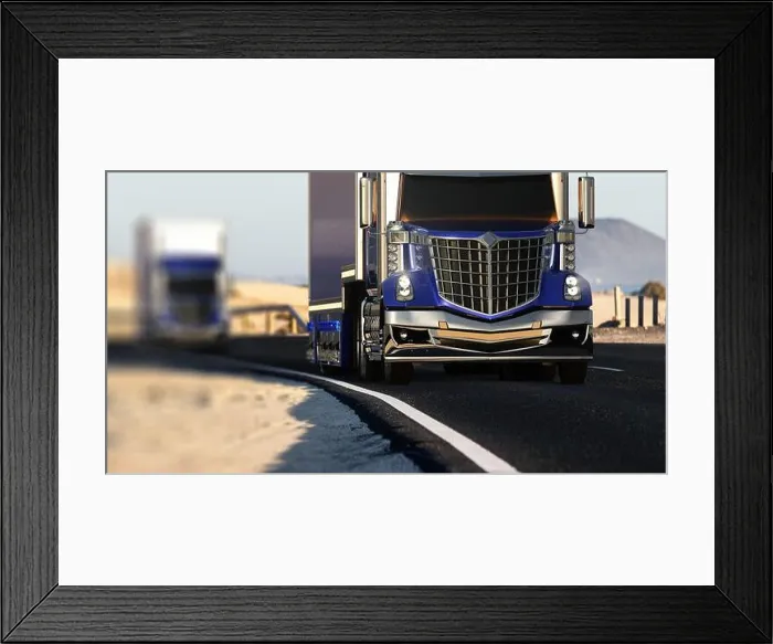 Framed Print : large American truck on a desert road Framed Print : large American truck on a desert road