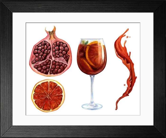 Framed Print : Summer fruits pomegranate, blood orange Framed Print : Summer fruits pomegranate, blood orange
