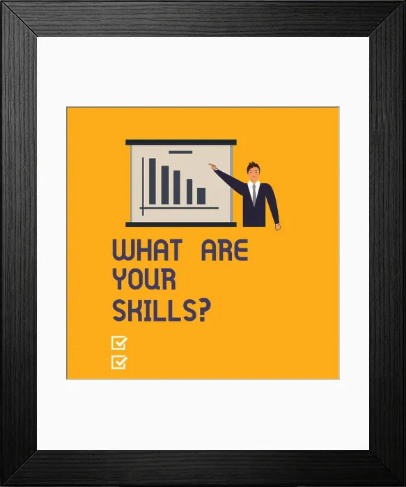 Framed Print : Writing note showing What Are Your Skillsquestion Framed Print : Writing note showing What Are Your Skillsquestion