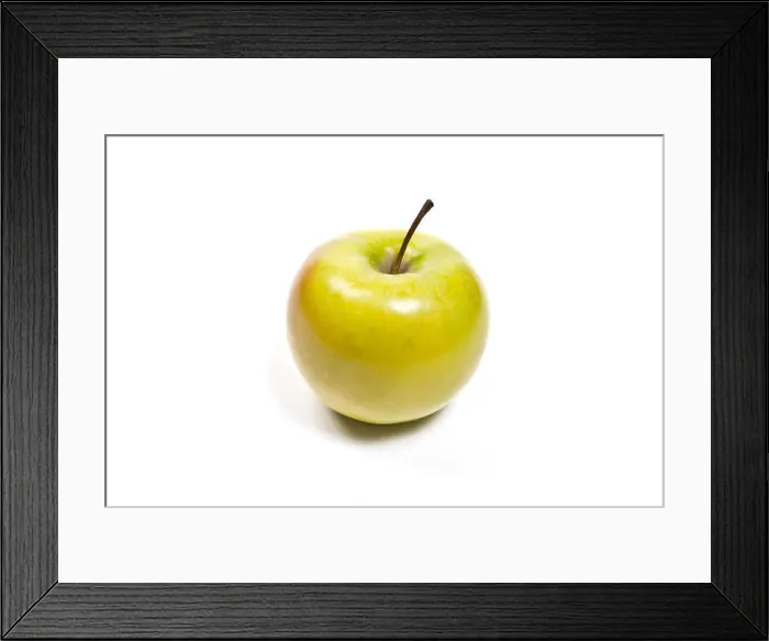 Framed Print : Single fresh green apple. Isolated on white background Framed Print : Single fresh green apple. Isolated on white background