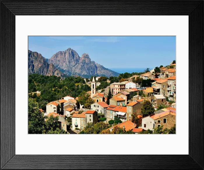 Framed Print : view to village of Evisa, France, Corsica, Evisa Framed Print : view to village of Evisa, France, Corsica, Evisa