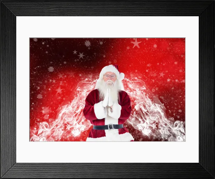 Framed Print : Composite image of father christmas doing some yoga Framed Print : Composite image of father christmas doing some yoga