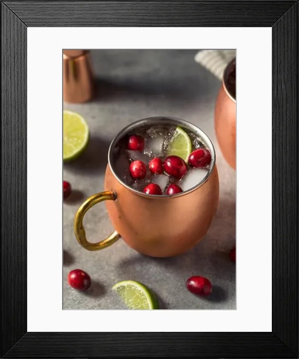 Framed Print : Boozy Cranberry Moscow Mule with Vodka and Lime Framed Print : Boozy Cranberry Moscow Mule with Vodka and Lime