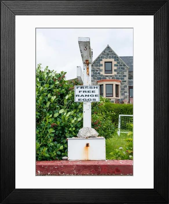 Framed Print : A Fresh Free Range Eggs sign with an honesty box outside a house in the Outer Hebrides Framed Print : A Fresh Free Range Eggs sign with an honesty box outside a house in the Outer Hebrides