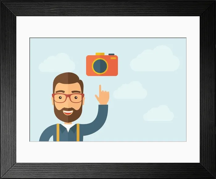 Framed Print : Man pointing the camera icon Framed Print : Man pointing the camera icon