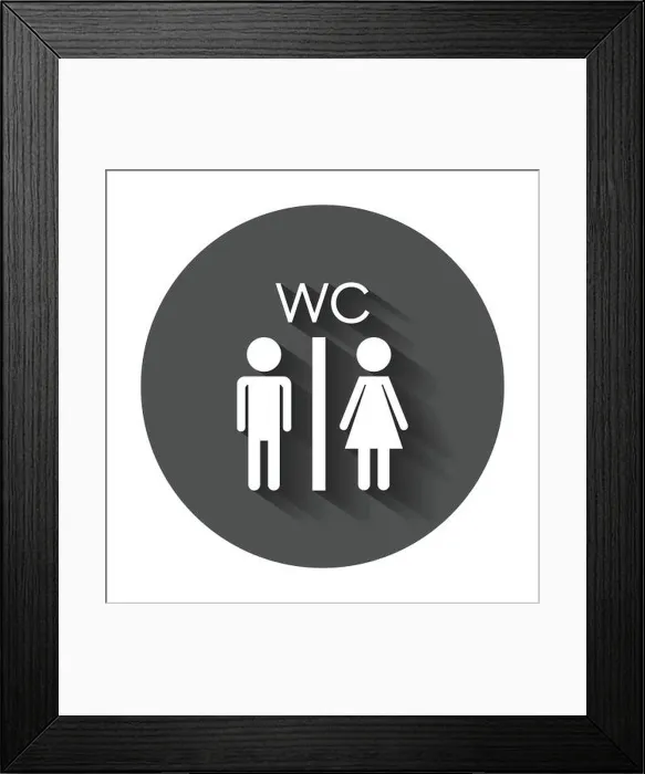 Framed Print : Vector toilet, restroom icon. Modern man and woman flat pictogram. Simple flat symbol with long shadow Framed Print : Vector toilet, restroom icon. Modern man and woman flat pictogram. Simple flat symbol with long shadow