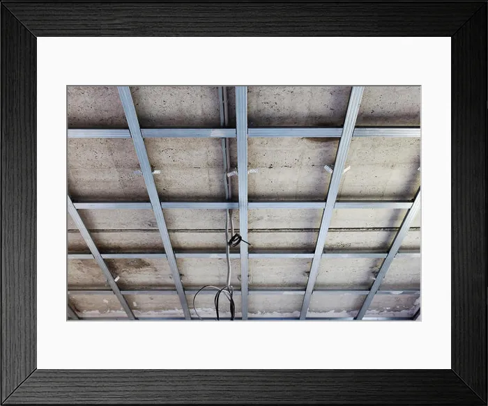 Framed Print : Suspended ceiling structure, before installation of gypsum plasterboard Framed Print : Suspended ceiling structure, before installation of gypsum plasterboard