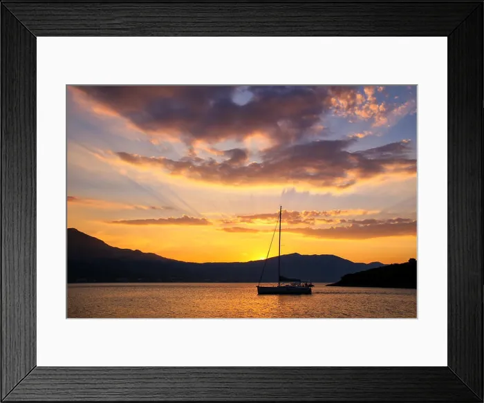Framed Print : Sunrise over Peljesac Peninsula and Peljeski Strait seen from Korcula, Croatia Framed Print : Sunrise over Peljesac Peninsula and Peljeski Strait seen from Korcula, Croatia