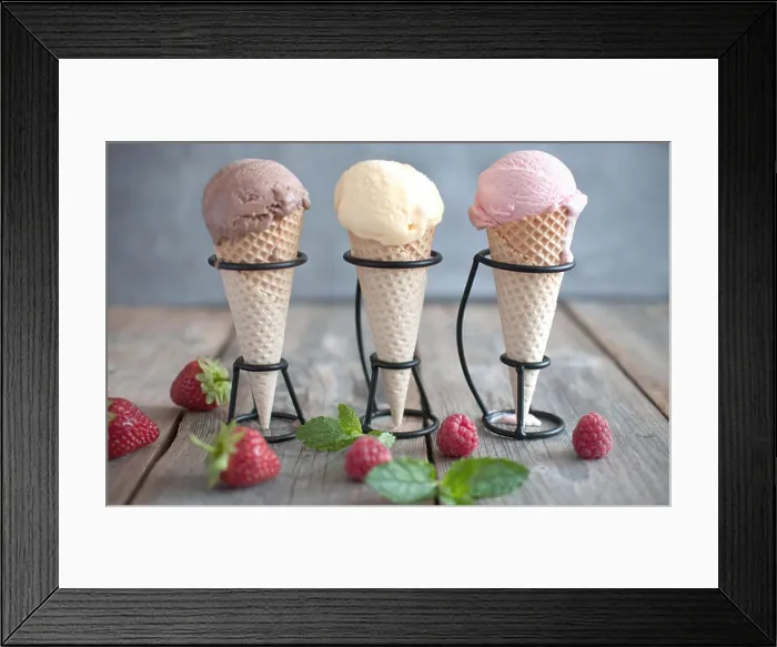 Framed Print : Three traditional ice cream cones Framed Print : Three traditional ice cream cones