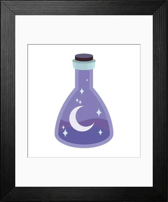 Framed Print : A potion containing a magic potion that sparkles with the moon Framed Print : A potion containing a magic potion that sparkles with the moon