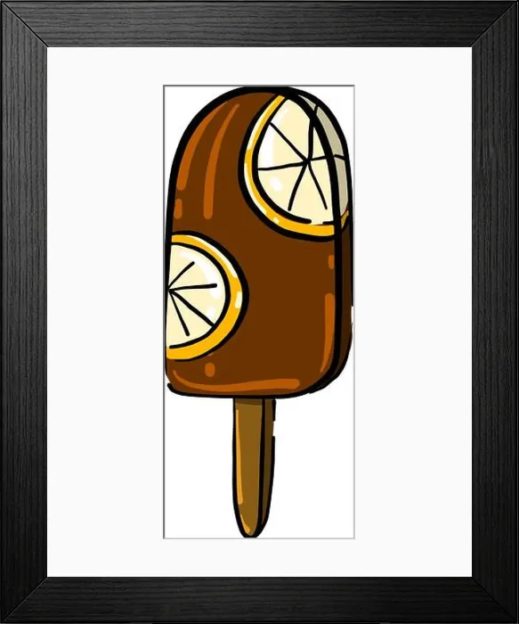 Framed Print : Ice cream with lemon, illustration, vector on white background Framed Print : Ice cream with lemon, illustration, vector on white background