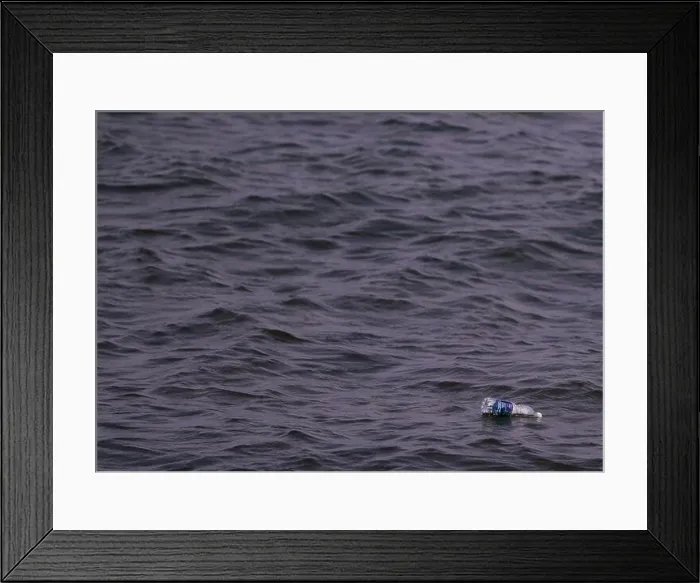 Framed Print : A plastic bottle floats in the sea water at Belfast Lough in Holywood, Co. Down, Northern Ireland Framed Print : A plastic bottle floats in the sea water at Belfast Lough in Holywood, Co. Down, Northern Ireland