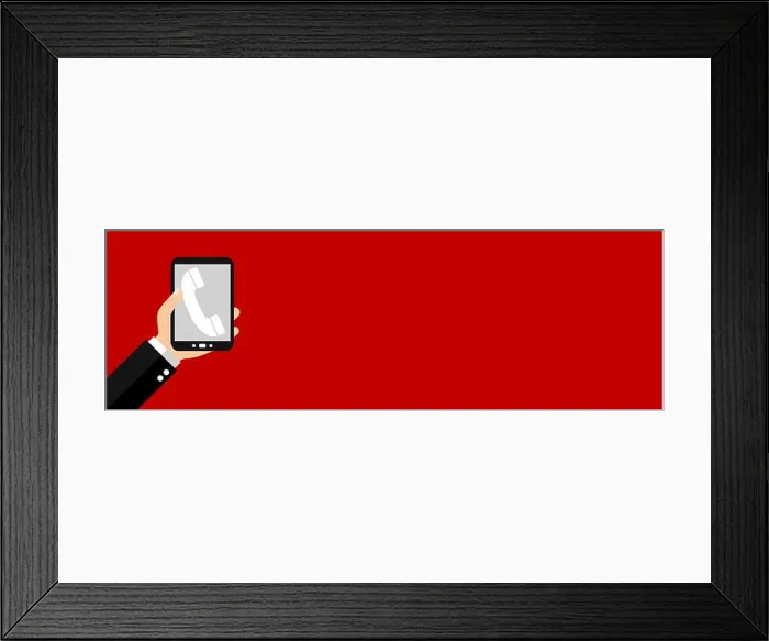 Framed Print : flat design banner: making calls with the smartphone Framed Print : flat design banner: making calls with the smartphone