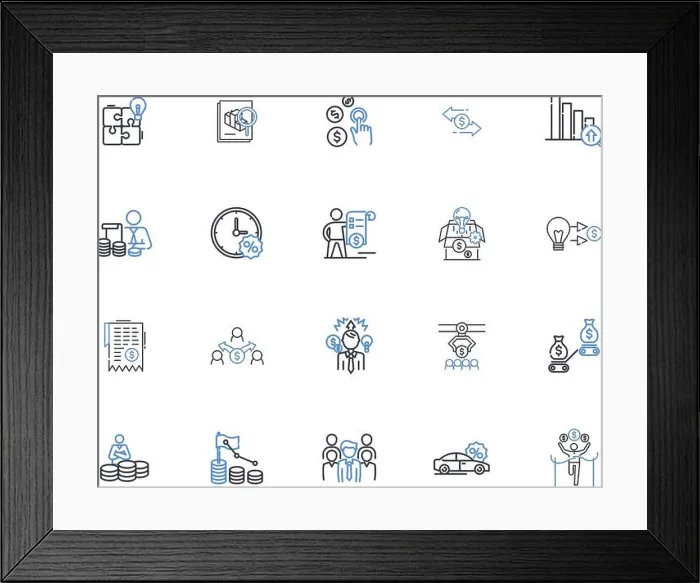 Framed Print : Attaining wealth line icons collection Framed Print : Attaining wealth line icons collection