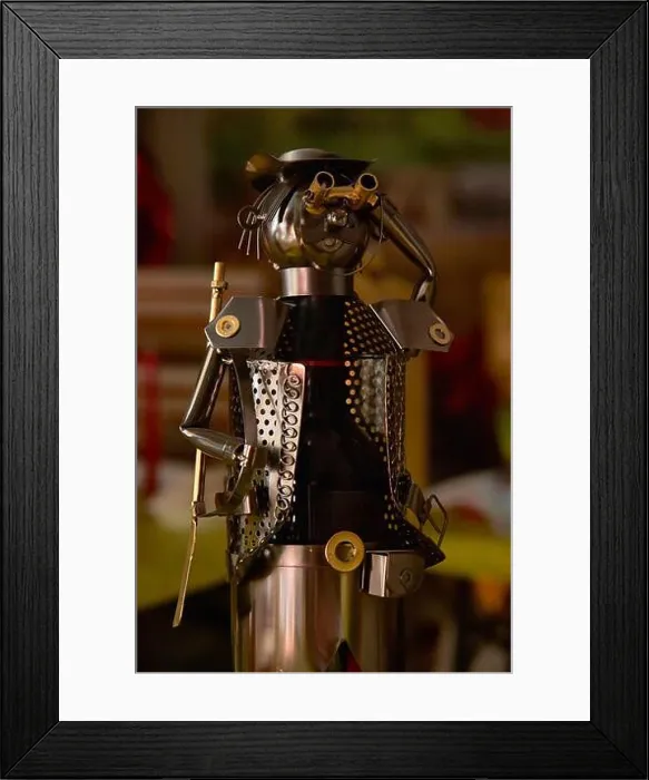 Framed Print : Attention! A small tin soldier with a human face, portrait in low light Framed Print : Attention! A small tin soldier with a human face, portrait in low light