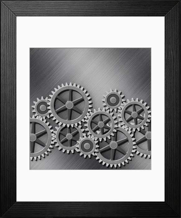 Framed Print : A Mechanical Background with Gears and Cogs Framed Print : A Mechanical Background with Gears and Cogs