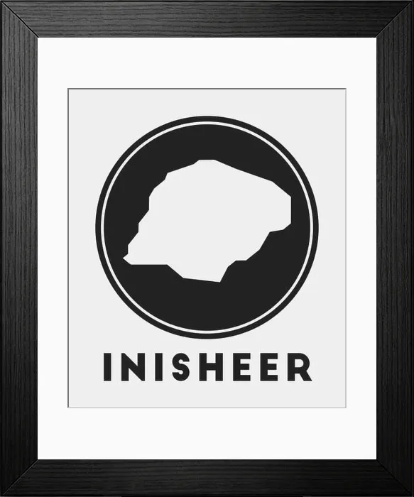Framed Print : Inisheer icon. Round logo with island map and title. Stylish Inisheer badge with map. Vector illustration Framed Print : Inisheer icon. Round logo with island map and title. Stylish Inisheer badge with map. Vector illustration