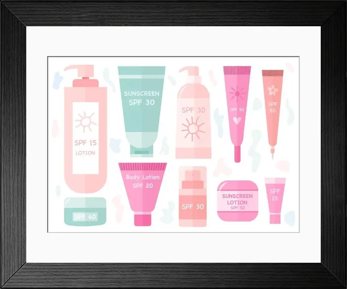 Framed Print : Set of sunsreen and spf cream tubes Framed Print : Set of sunsreen and spf cream tubes