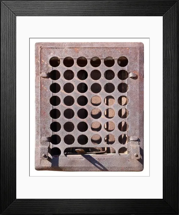 Framed Print : Old rusty rustic barn ventilation grill. Isolated on white Framed Print : Old rusty rustic barn ventilation grill. Isolated on white