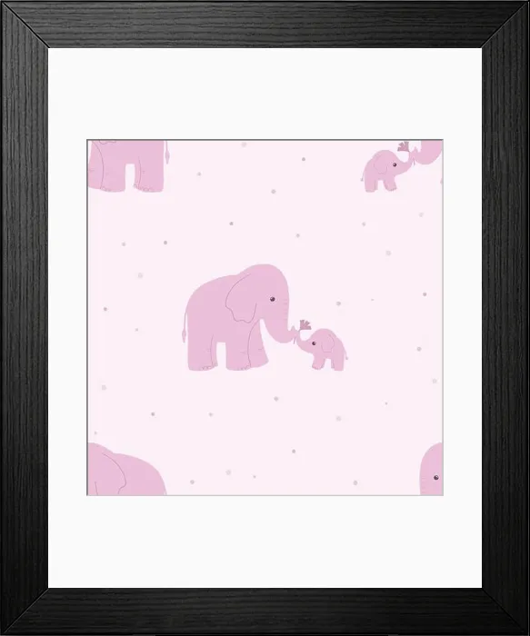 Framed Print : Seamless vector pattern with cute pink elephant family mama and baby, scrapbook, newborn decor. Vector illustration Framed Print : Seamless vector pattern with cute pink elephant family mama and baby, scrapbook, newborn decor. Vector illustration