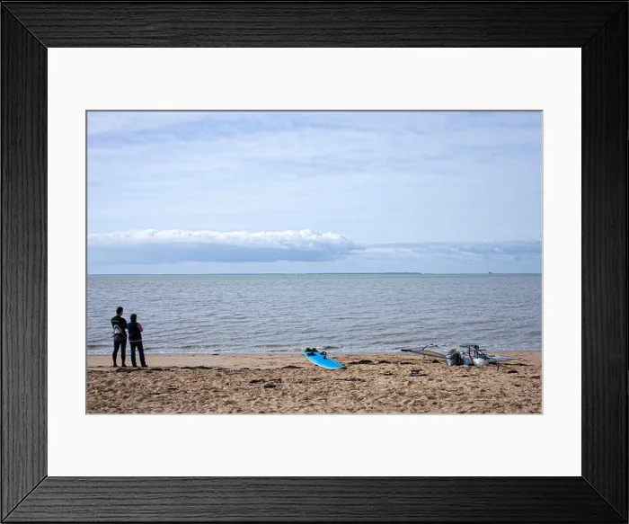 Framed Print : Windsurfers standing on beach, Fouras, Charente-Maritime, France Framed Print : Windsurfers standing on beach, Fouras, Charente-Maritime, France