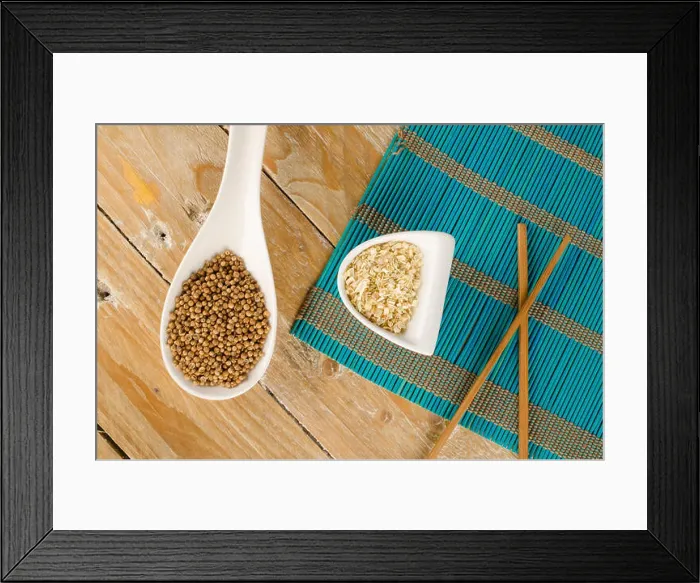 Framed Print : Coriander and lemon grass, traditional Asian condiments Framed Print : Coriander and lemon grass, traditional Asian condiments