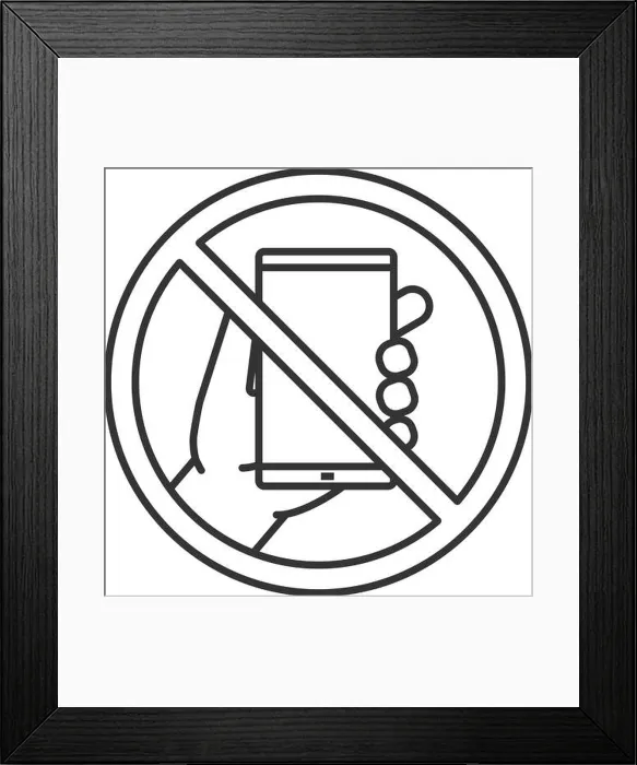 Framed Print : Forbidden sign with mobile phone linear icon Framed Print : Forbidden sign with mobile phone linear icon