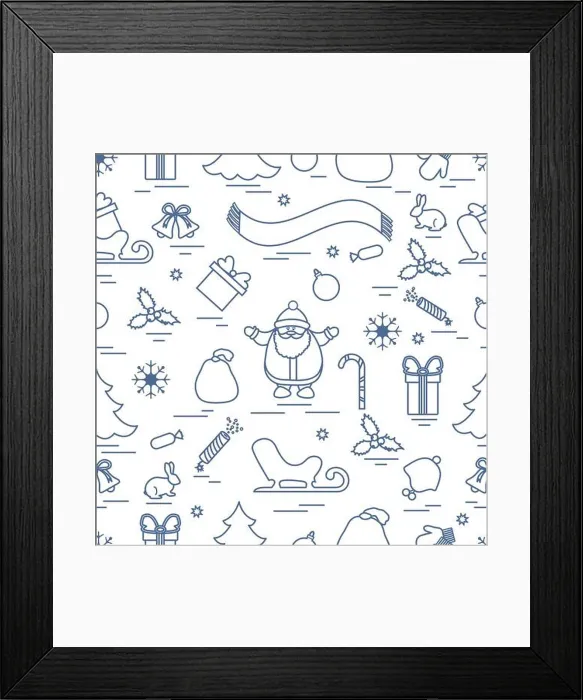 Framed Print : Winter seamless pattern with variety Christmas elements: tree Framed Print : Winter seamless pattern with variety Christmas elements: tree