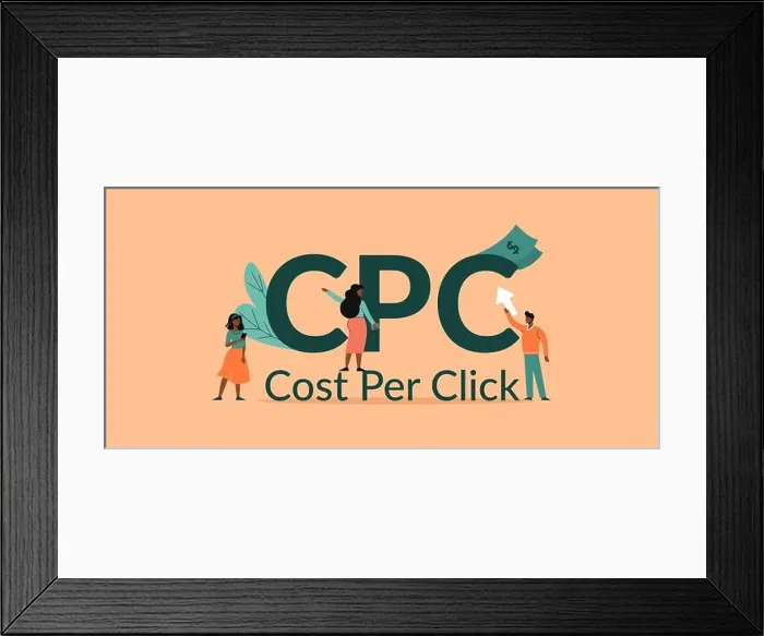 Framed Print : CPC Cost per click illustration. Payment for online marketing advertising financial media engine Framed Print : CPC Cost per click illustration. Payment for online marketing advertising financial media engine