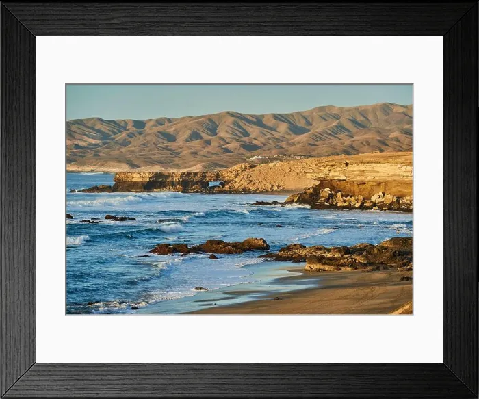Framed Print : Mirador La Pared from the beach Playa de la Pared in the evening sun, Fuerteventura, Canary Islands, Spain Framed Print : Mirador La Pared from the beach Playa de la Pared in the evening sun, Fuerteventura, Canary Islands, Spain