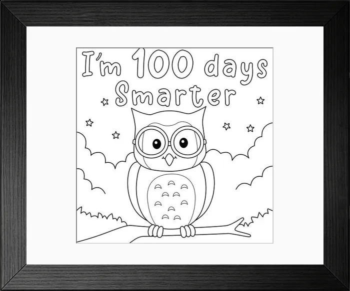 Framed Print : 100th Day Of School Smarter Owl Coloring Page Framed Print : 100th Day Of School Smarter Owl Coloring Page
