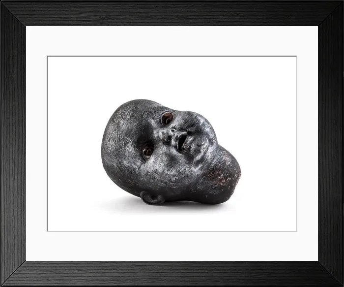 Framed Print : Old creepy doll head on white background with clipping path Framed Print : Old creepy doll head on white background with clipping path