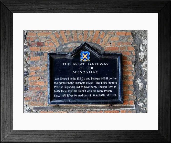 Framed Print : Gateway of the Monastery sign, St Albans Cathedral, St Albans City, Hertfordshire County, England, UK Framed Print : Gateway of the Monastery sign, St Albans Cathedral, St Albans City, Hertfordshire County, England, UK