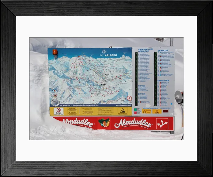 Framed Print : Ski resort, Ski Arlberg Ski map in Lech Austria Framed Print : Ski resort, Ski Arlberg Ski map in Lech Austria