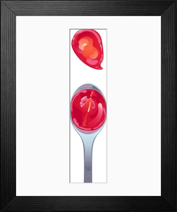 Framed Print : Tomato ketchup in spoon. Red spicy sauce in swirl form. Vector illustration in flat cartoon design Framed Print : Tomato ketchup in spoon. Red spicy sauce in swirl form. Vector illustration in flat cartoon design